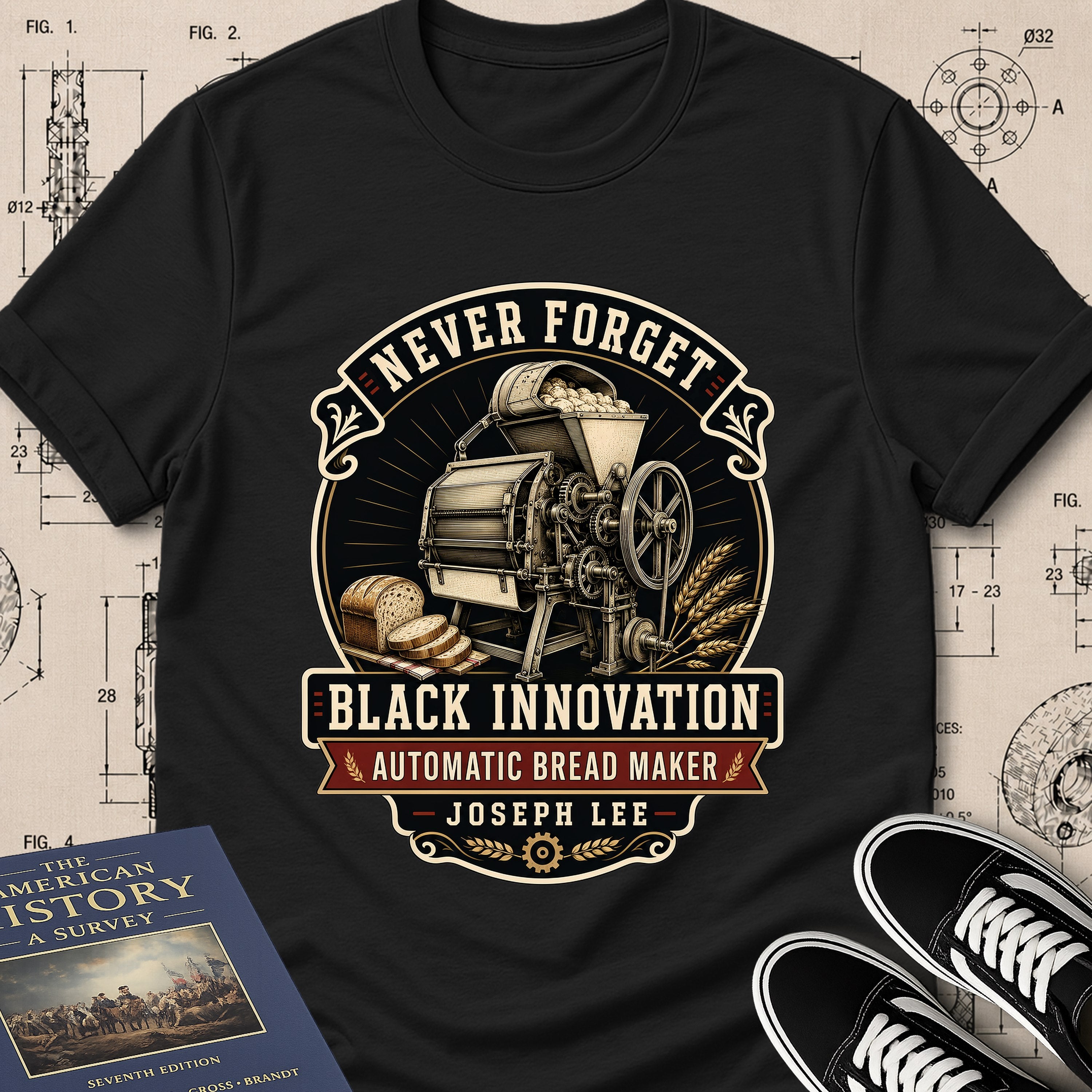 Joseph Lee — Bread Kneading Machine — Never Forget Black Innovation T-Shirt | Buillth