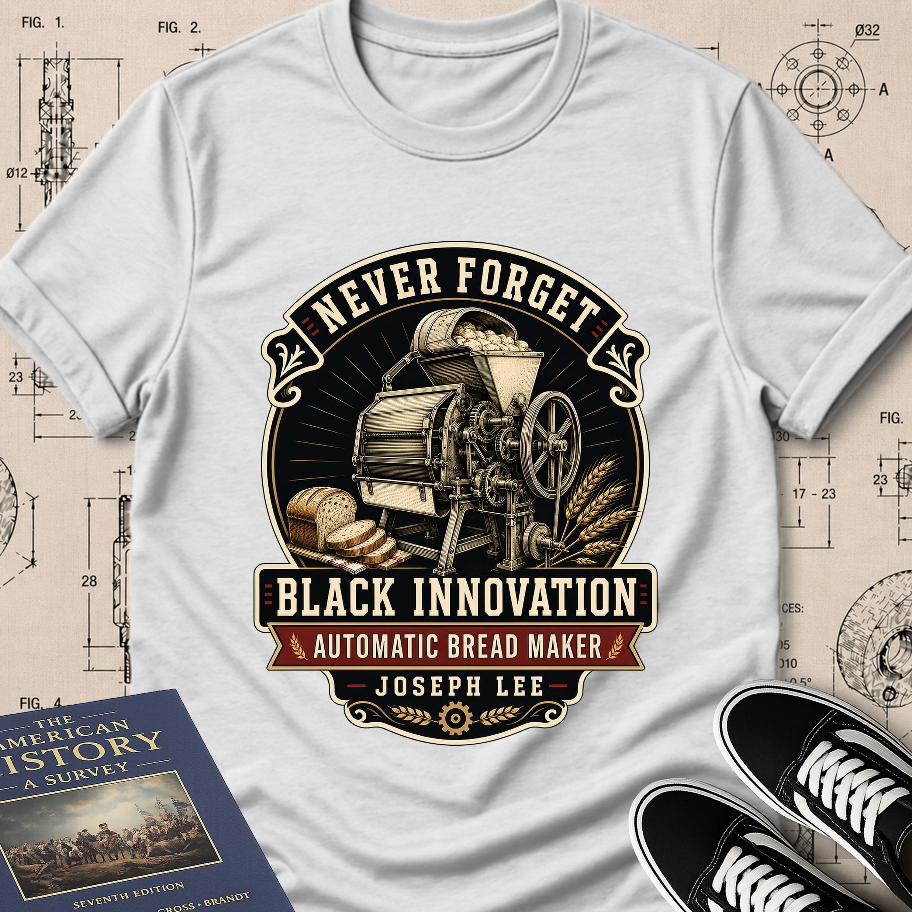 Joseph Lee — Bread Kneading Machine — Never Forget Black Innovation T-Shirt | Buillth