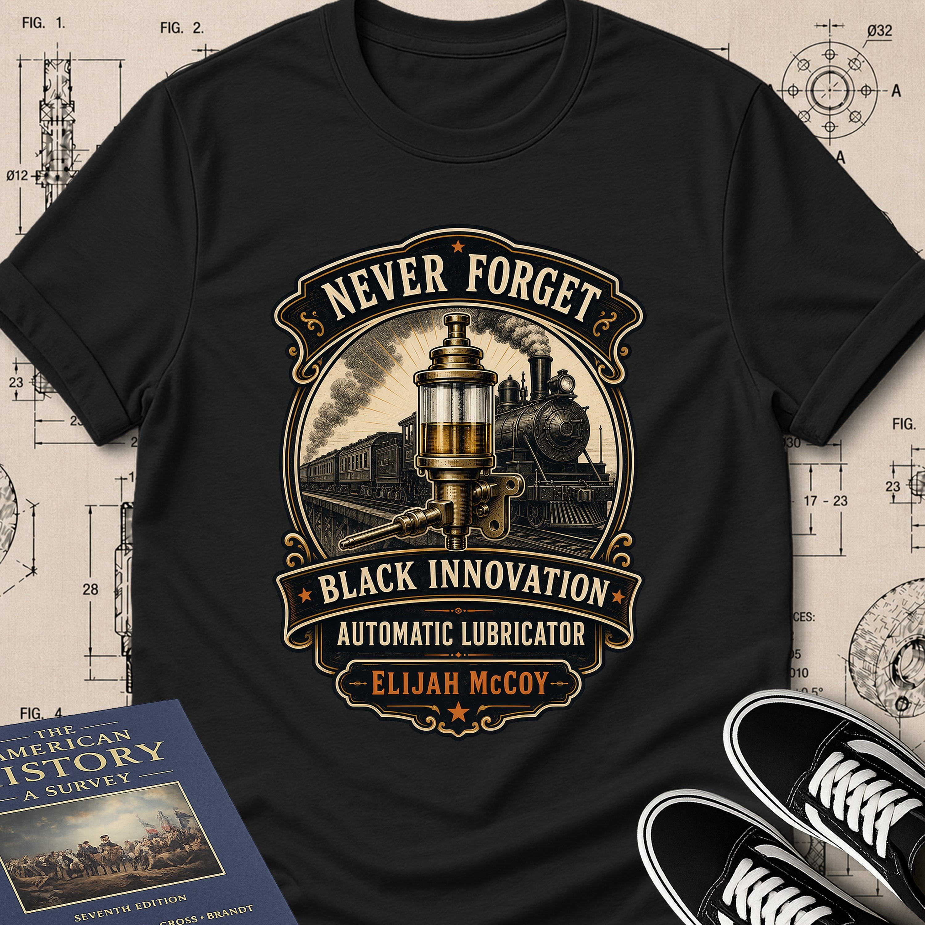 Elijah McCoy — Automatic Lubrication — Never Forget Black Innovation T-Shirt | Buillth