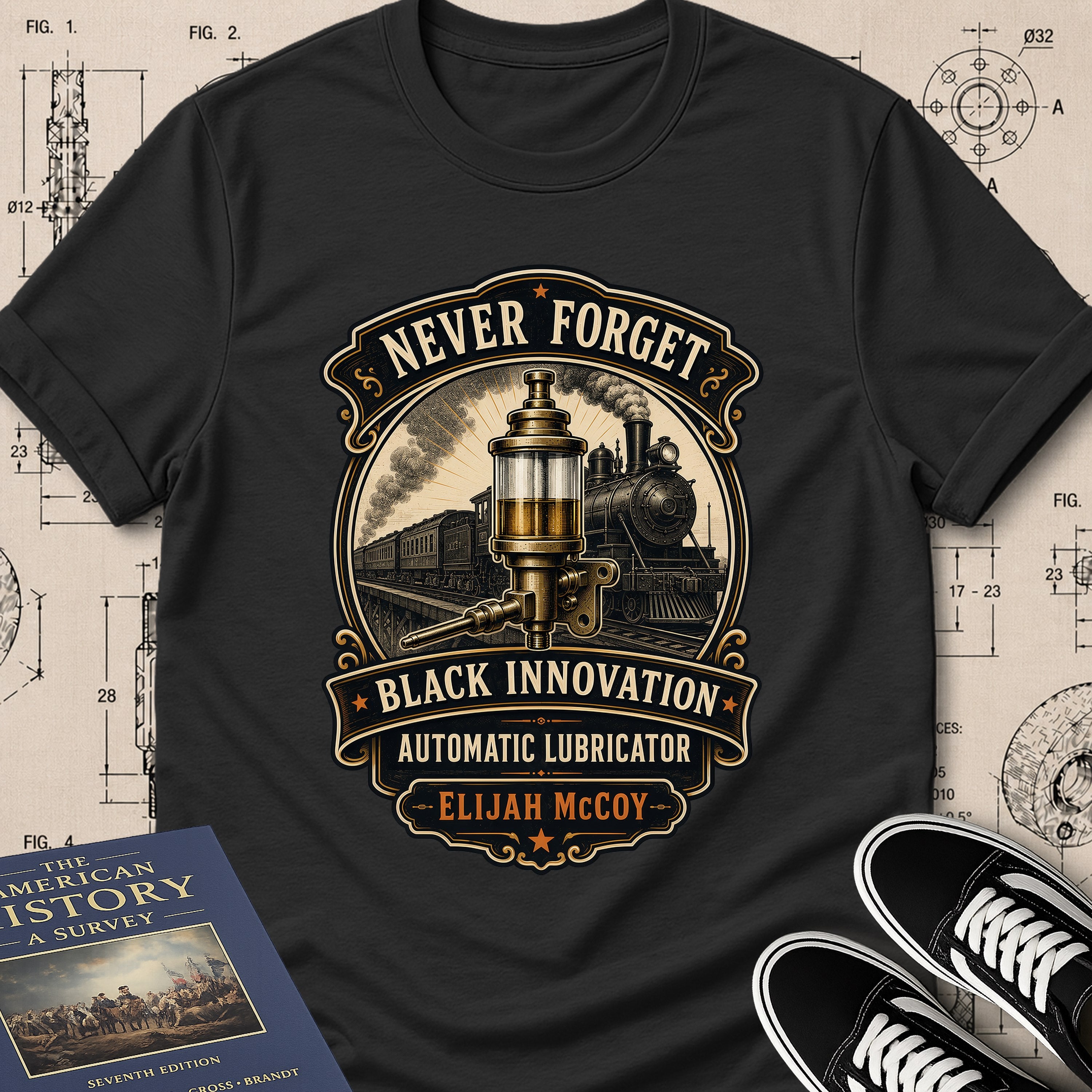 Elijah McCoy — Automatic Lubrication — Never Forget Black Innovation T-Shirt | Buillth
