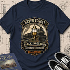 Elijah McCoy — Automatic Lubrication archival badge t-shirt design, Buillth Never Forget collection