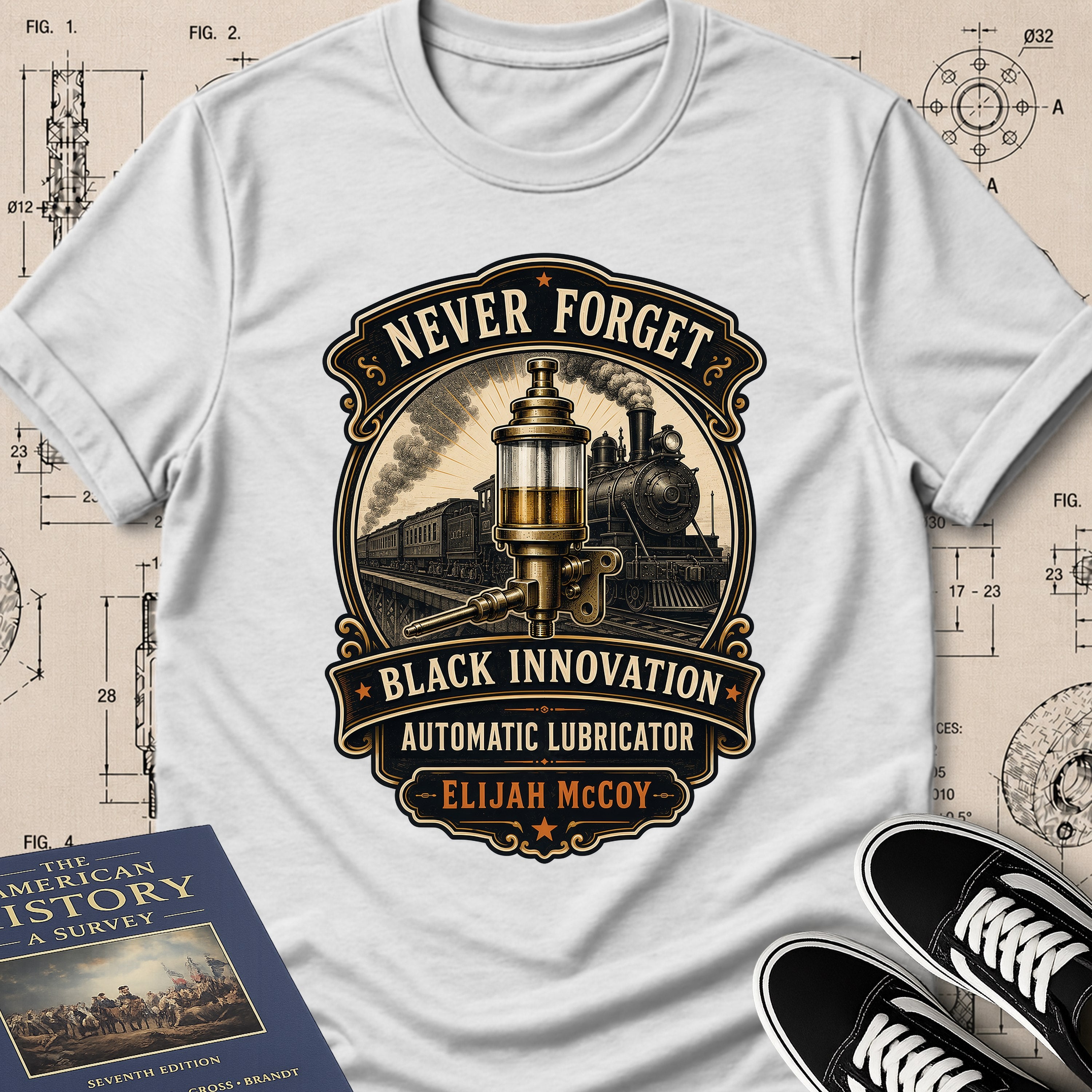 Elijah McCoy — Automatic Lubrication — Never Forget Black Innovation T-Shirt | Buillth
