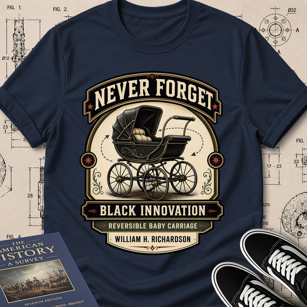 William H. Richardson — Reversible Baby Carriage archival badge t-shirt design, Buillth Never Forget collection