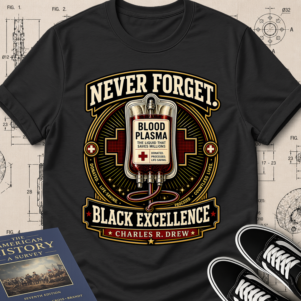Dr. Charles Drew — Blood Plasma — Never Forget Black Excellence T-Shirt | Buillth