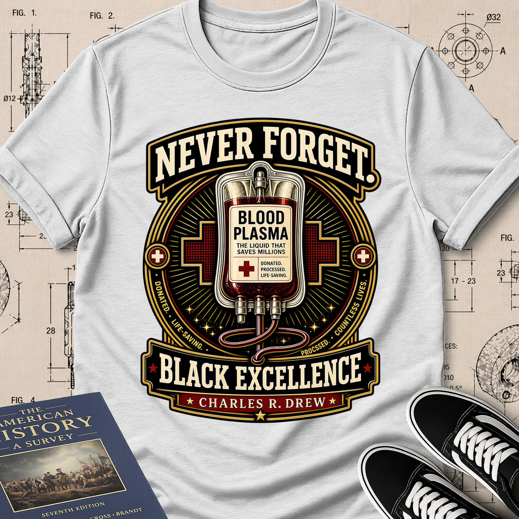 Dr. Charles Drew — Blood Plasma — Never Forget Black Excellence T-Shirt | Buillth