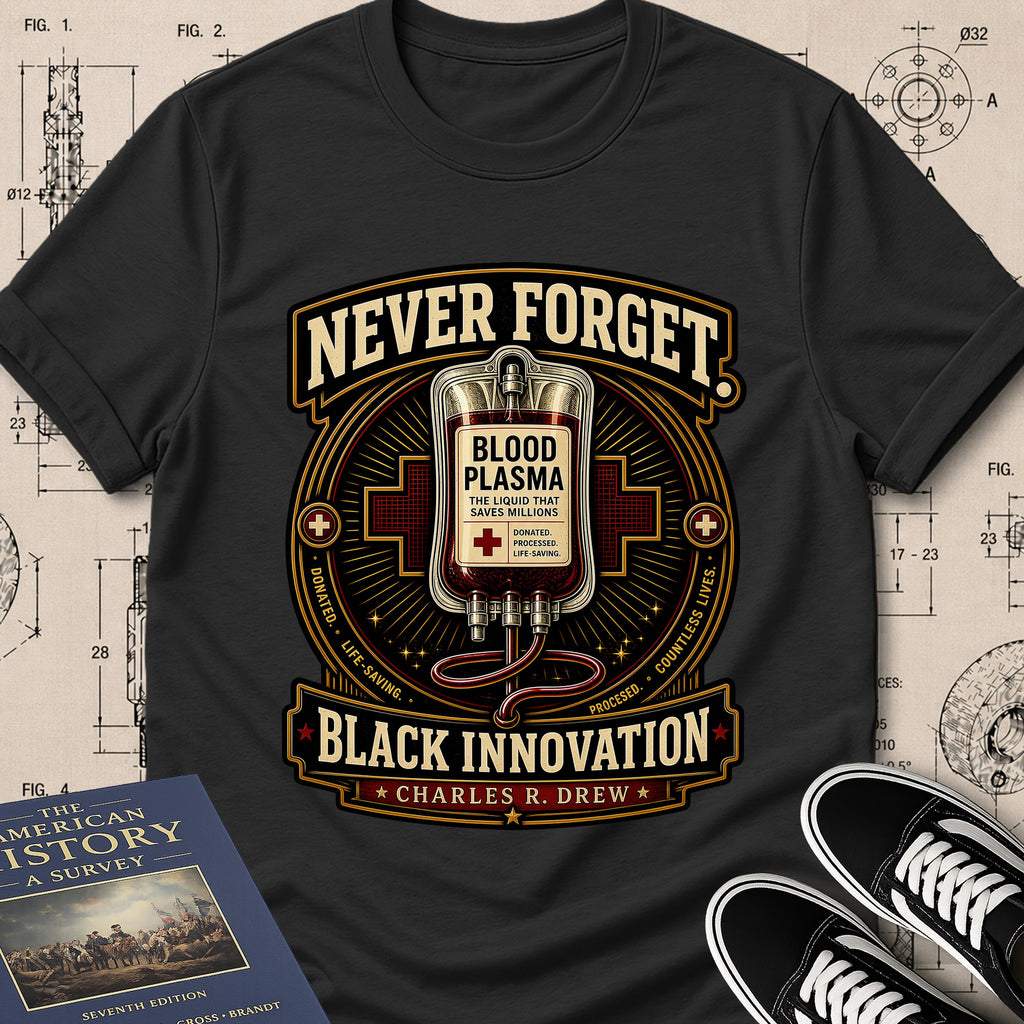 Dr. Charles Drew — Blood Plasma — Never Forget Black Innovation T-Shirt | Buillth