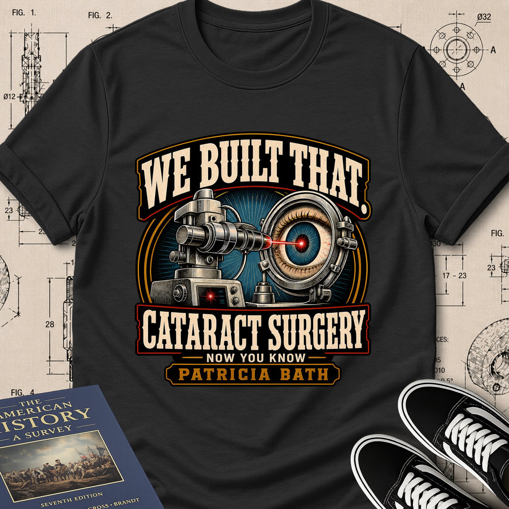 Patricia Bath — Laserphaco Probe archival badge t-shirt design, Buillth Never Forget collection