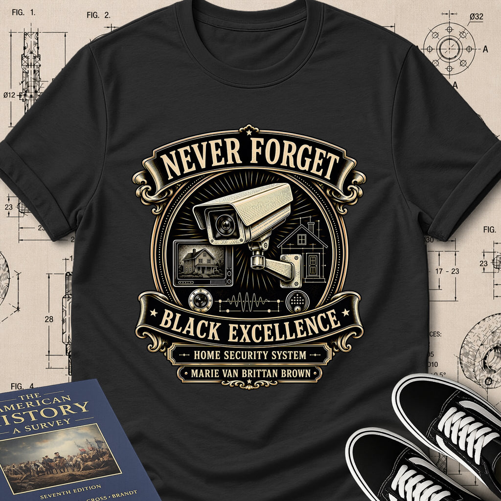 Marie Van Brittan Brown — Home Security System — Never Forget Black Excellence T-Shirt | Buillth