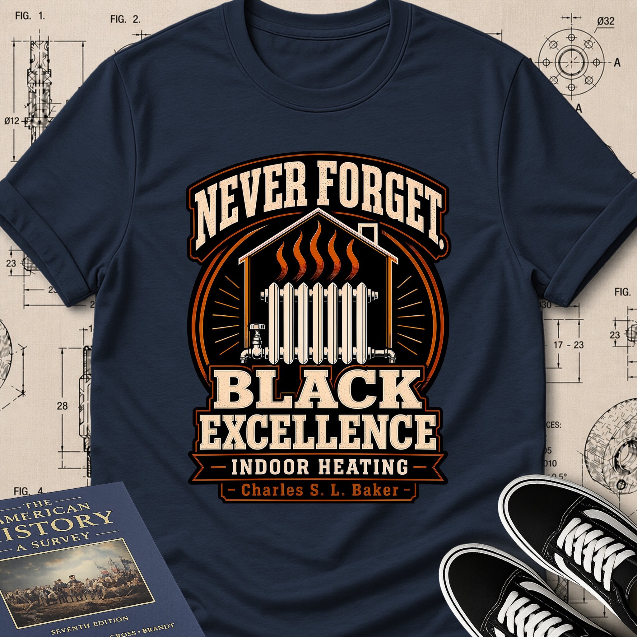 Charles S. L. Baker — Friction Heat Radiator — Never Forget Black Excellence T-Shirt | Buillth