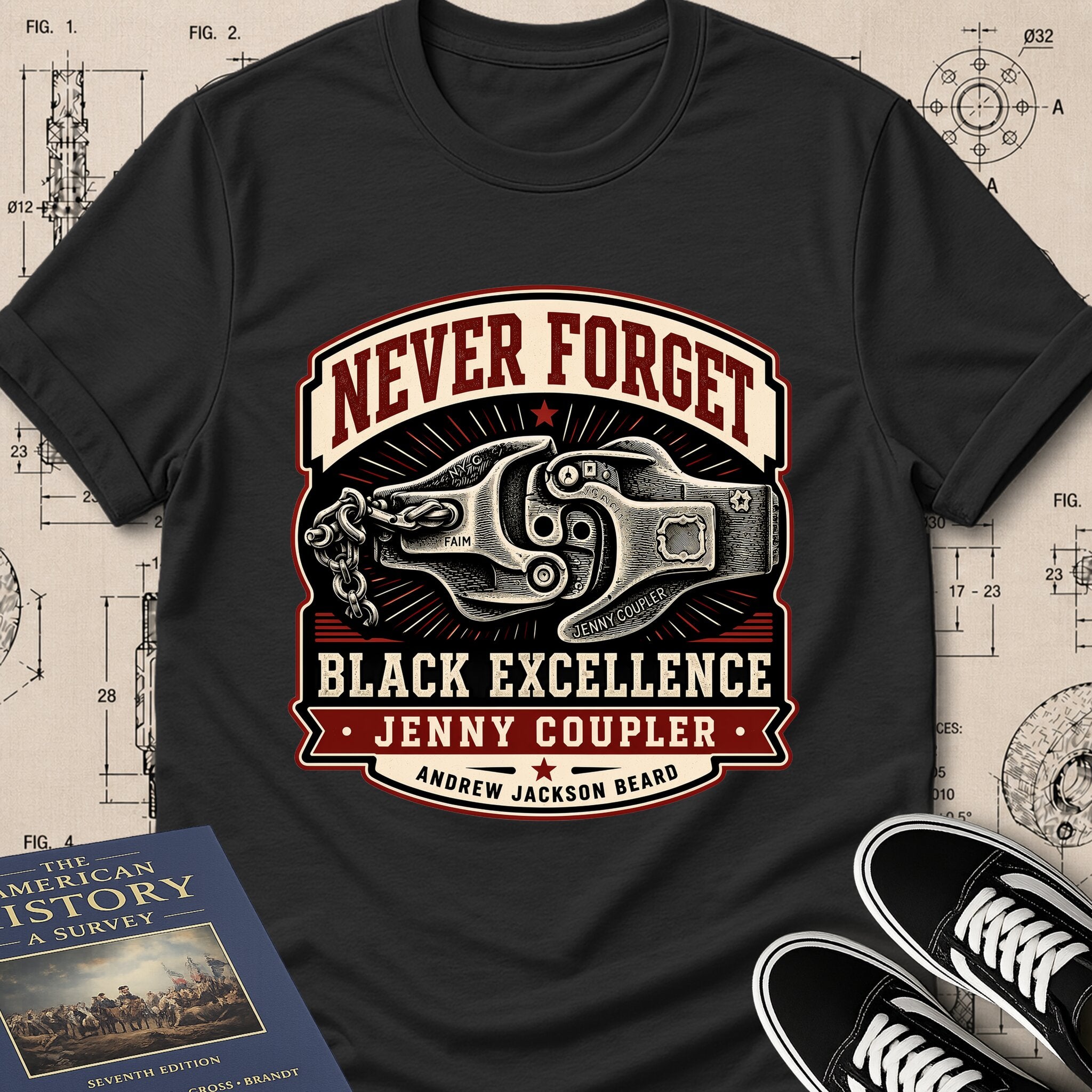 Andrew Jackson Beard — Jenny Coupler — Never Forget Black Excellence T-Shirt | Buillth