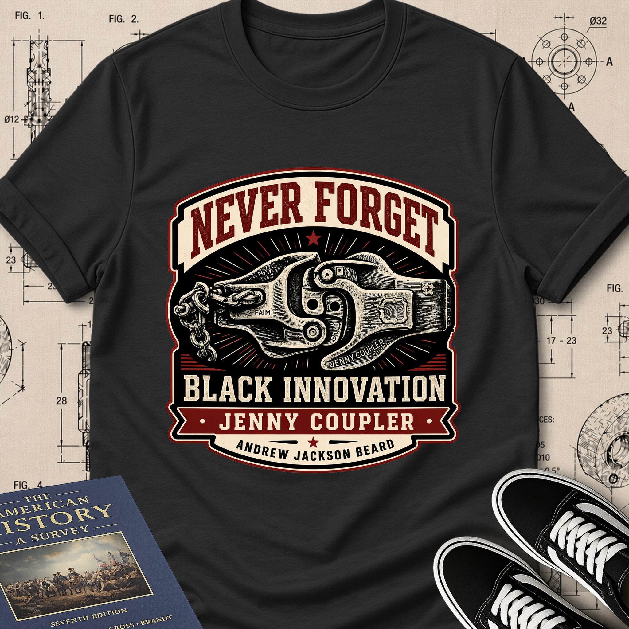 Andrew Jackson Beard — Jenny Coupler — Never Forget Black Innovation T-Shirt | Buillth