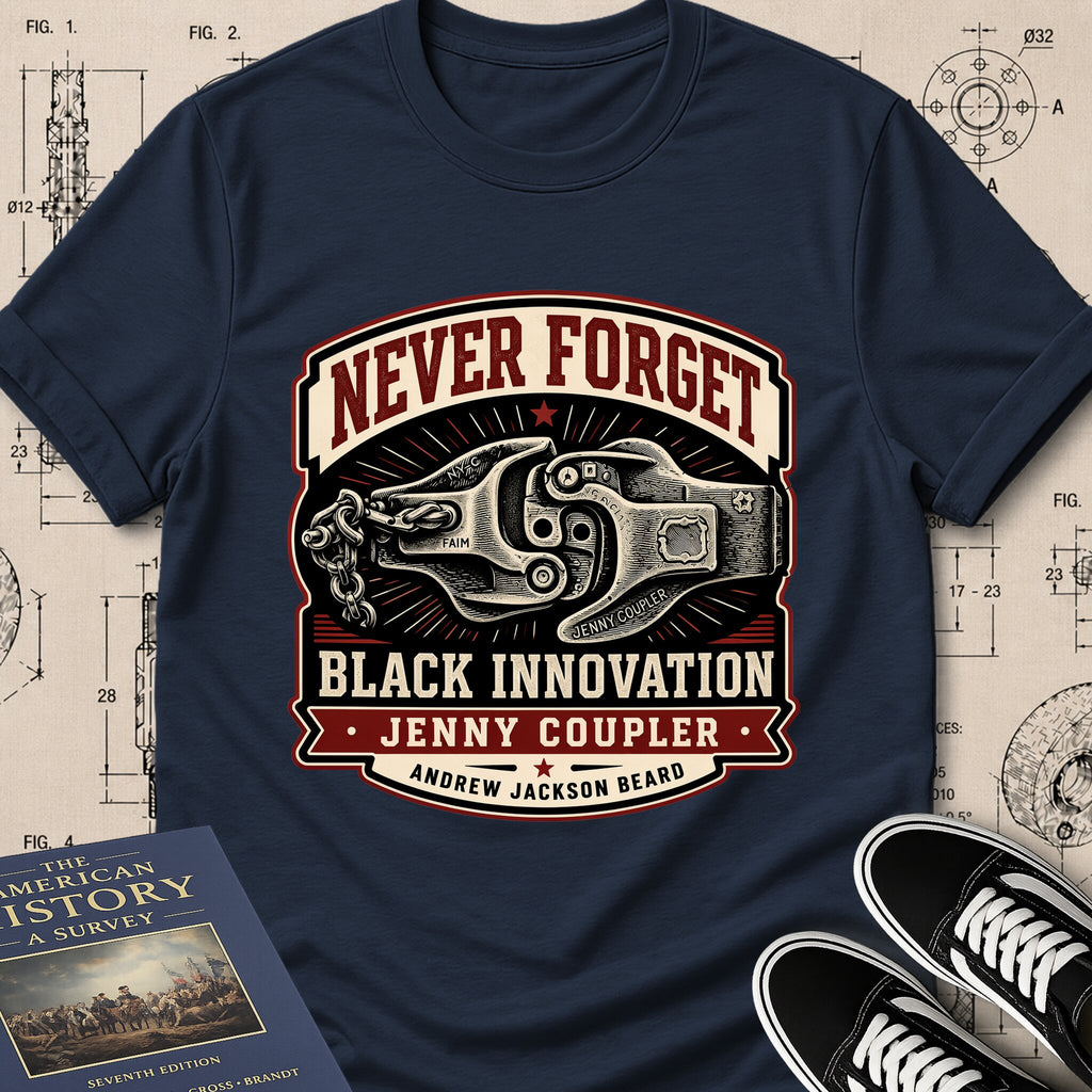 Andrew Jackson Beard — Jenny Coupler archival badge t-shirt design, Buillth Never Forget collection