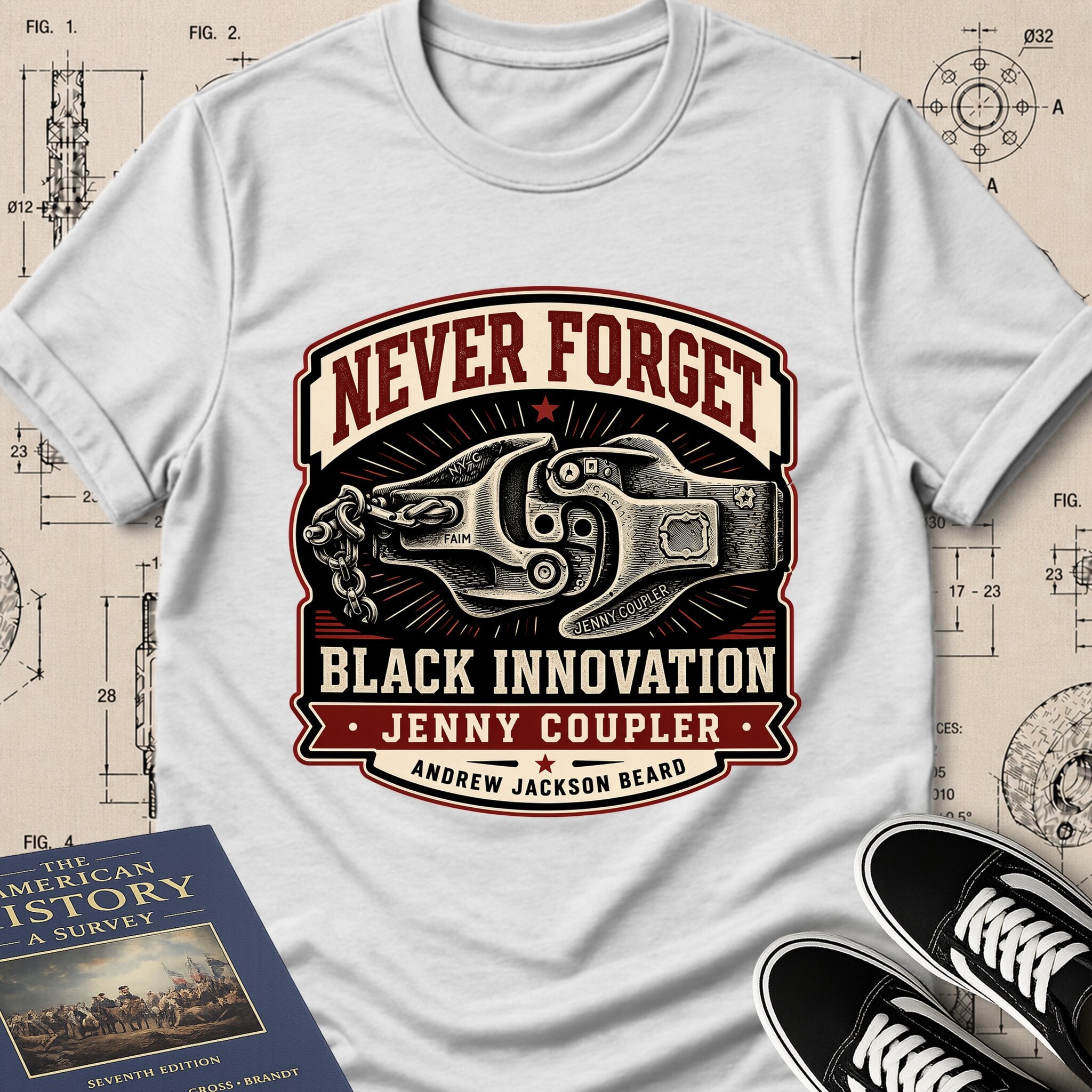 Andrew Jackson Beard — Jenny Coupler — Never Forget Black Innovation T-Shirt | Buillth