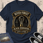 Lewis Howard Latimer — Carbon Filament archival badge t-shirt design, Buillth Never Forget collection