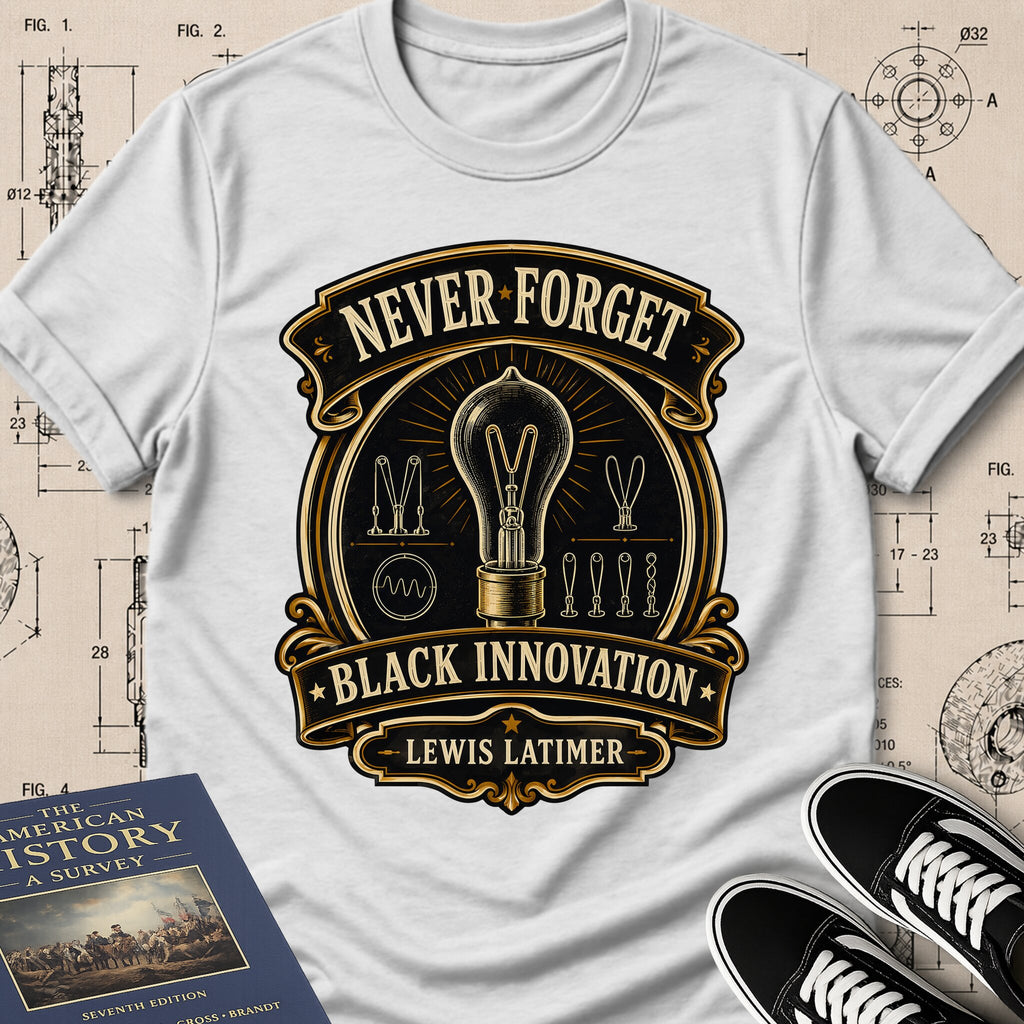 Lewis Howard Latimer — Carbon Filament — Never Forget Black Innovation T-Shirt | Buillth