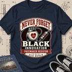 Otis Boykin — Pacemaker Resistor archival badge t-shirt design, Buillth Never Forget collection