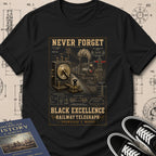 Granville T. Woods — Railway Telegraph museum-archive badge t-shirt design, Buillth