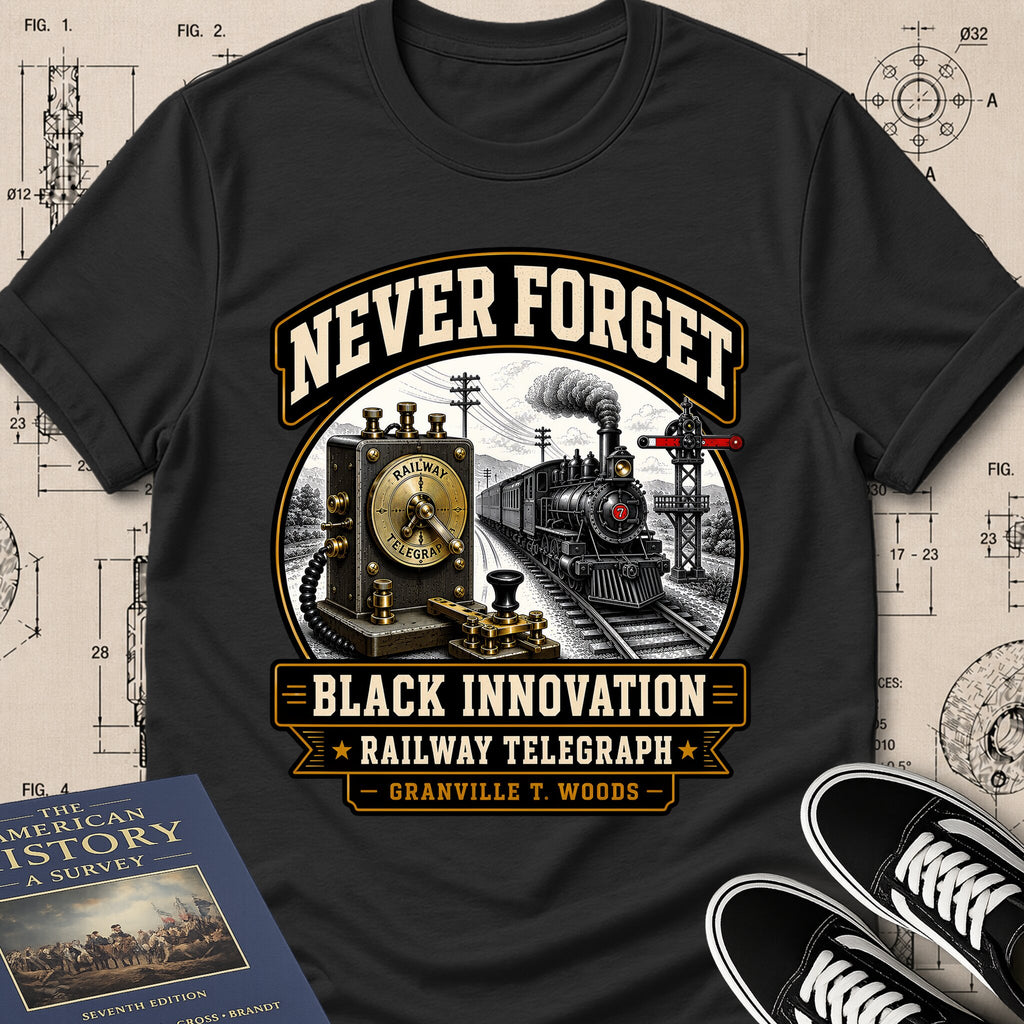 Granville T. Woods — Railway Telegraph — Never Forget Black Innovation T-Shirt | Buillth