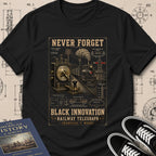 Granville T. Woods — Railway Telegraph museum-archive badge t-shirt design, Buillth