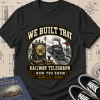Granville T. Woods — Railway Telegraph archival badge t-shirt design, Buillth Never Forget collection