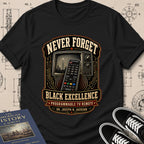 Dr. Joseph Jackson — Programmable TV Remote archival badge t-shirt design, Buillth Never Forget collection