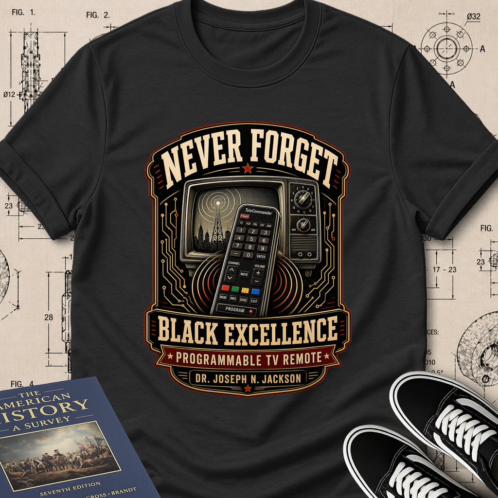 Dr. Joseph Jackson — Programmable TV Remote — Never Forget Black Excellence T-Shirt | Buillth