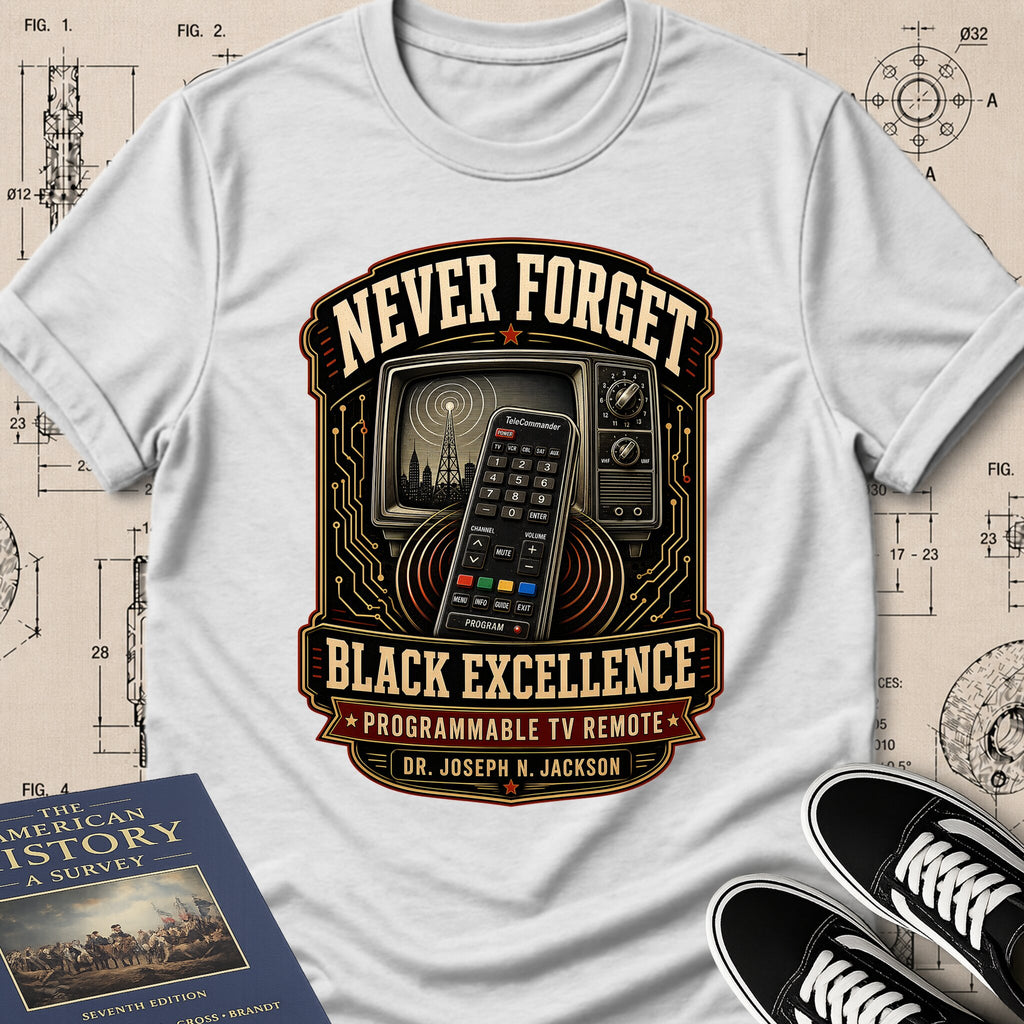 Dr. Joseph Jackson — Programmable TV Remote — Never Forget Black Excellence T-Shirt | Buillth