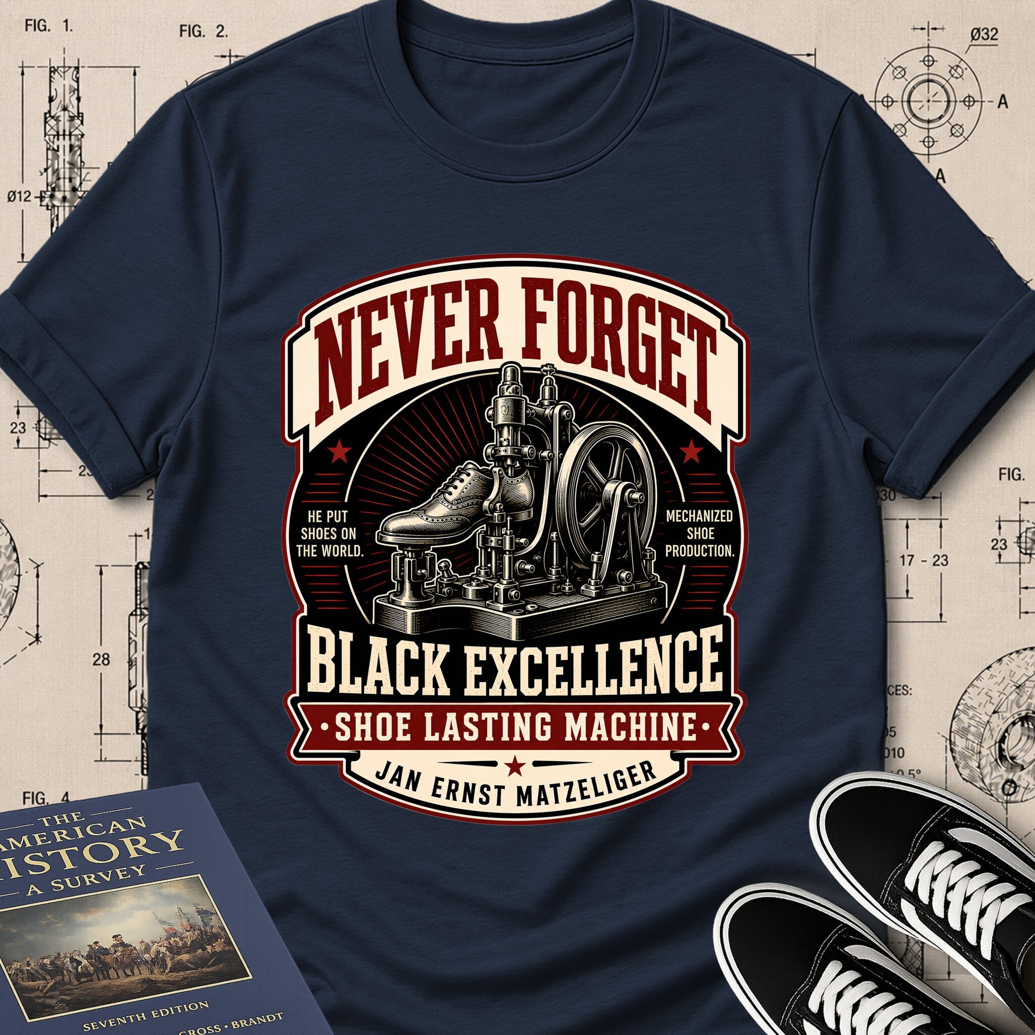 Jan Ernst Matzeliger — Shoe Lasting Machine — Never Forget Black Excellence T-Shirt | Buillth