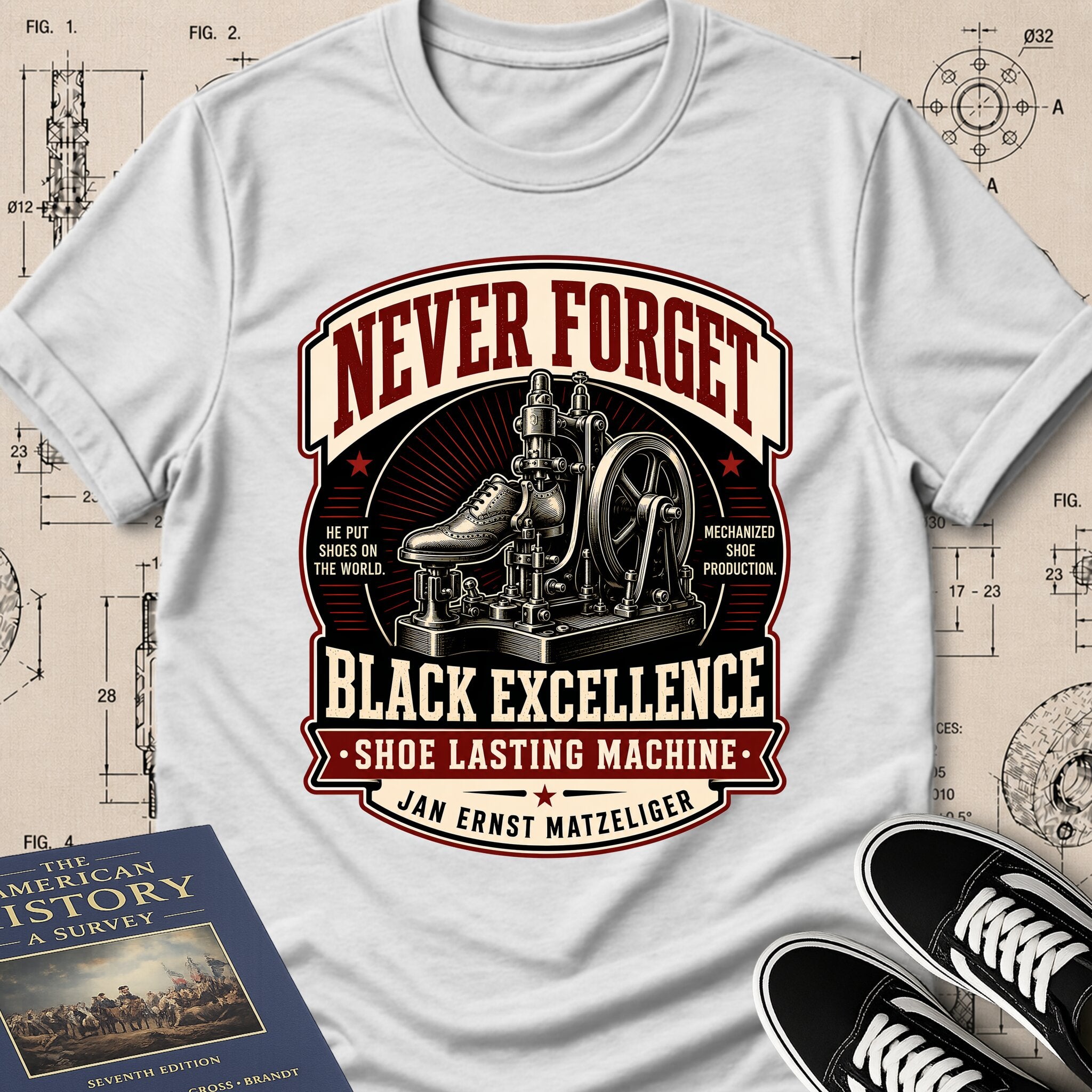 Jan Ernst Matzeliger — Shoe Lasting Machine — Never Forget Black Excellence T-Shirt | Buillth