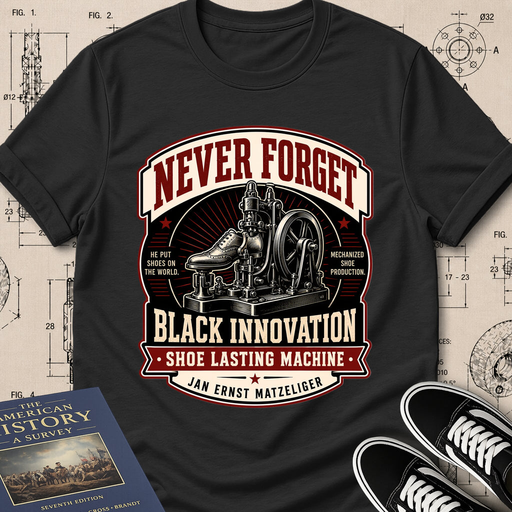Jan Ernst Matzeliger — Shoe Lasting Machine — Never Forget Black Innovation T-Shirt | Buillth