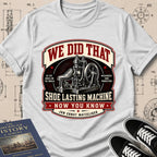 Jan Ernst Matzeliger — Shoe Lasting Machine archival badge t-shirt design, Buillth Never Forget collection