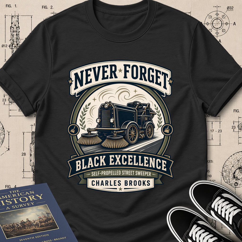 Charles B. Brooks — Street Sweeper — Never Forget Black Excellence T-Shirt | Buillth