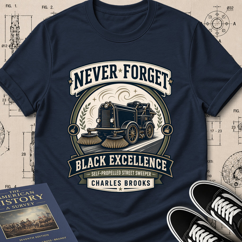 Charles B. Brooks — Street Sweeper — Never Forget Black Excellence T-Shirt | Buillth