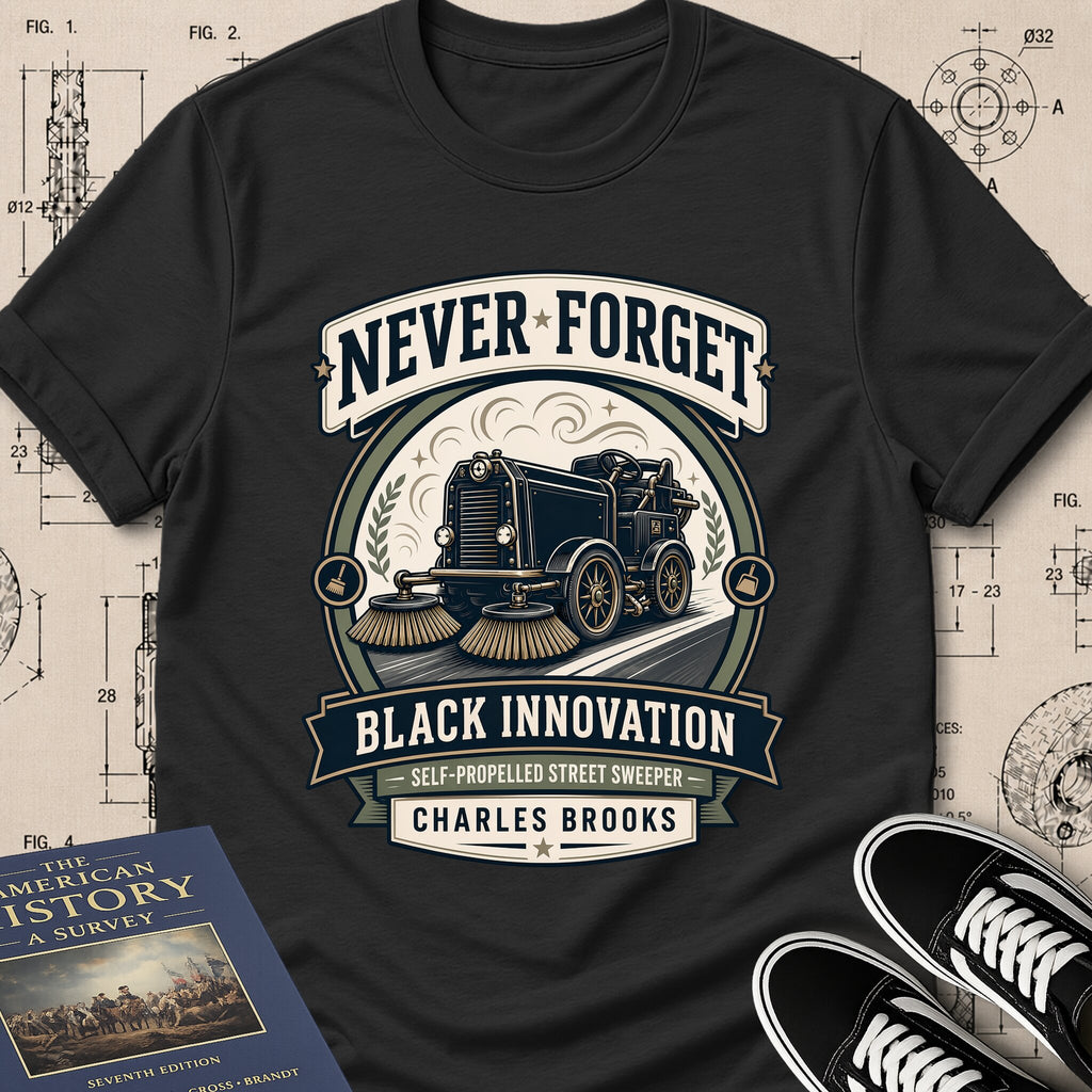 Charles B. Brooks — Street Sweeper — Never Forget Black Innovation T-Shirt | Buillth