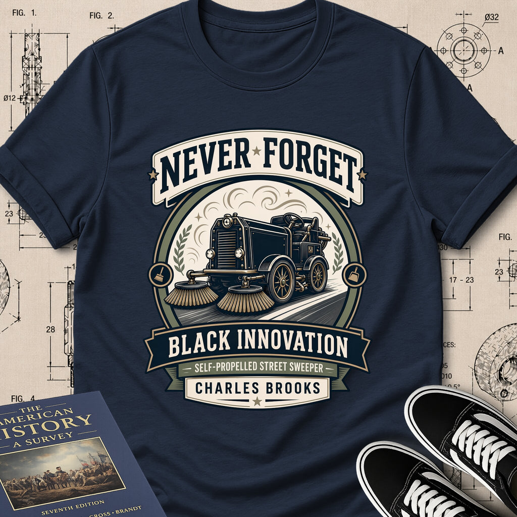 Charles B. Brooks — Street Sweeper archival badge t-shirt design, Buillth Never Forget collection