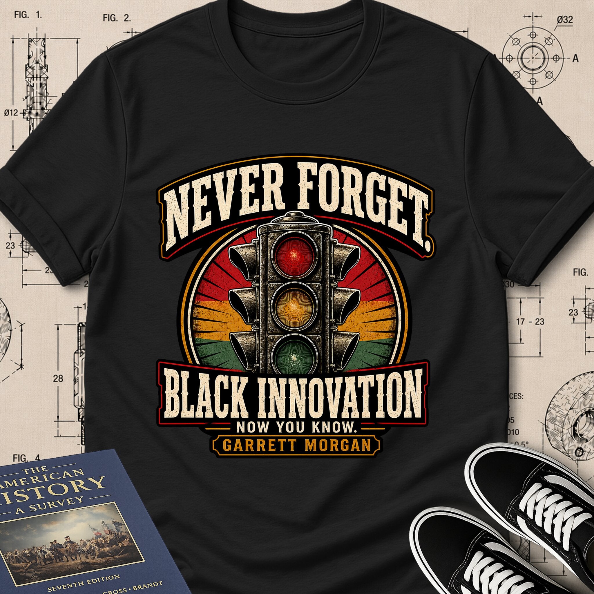 Garrett Augustus Morgan — Traffic Signal — Never Forget Black Innovation T-Shirt | Buillth