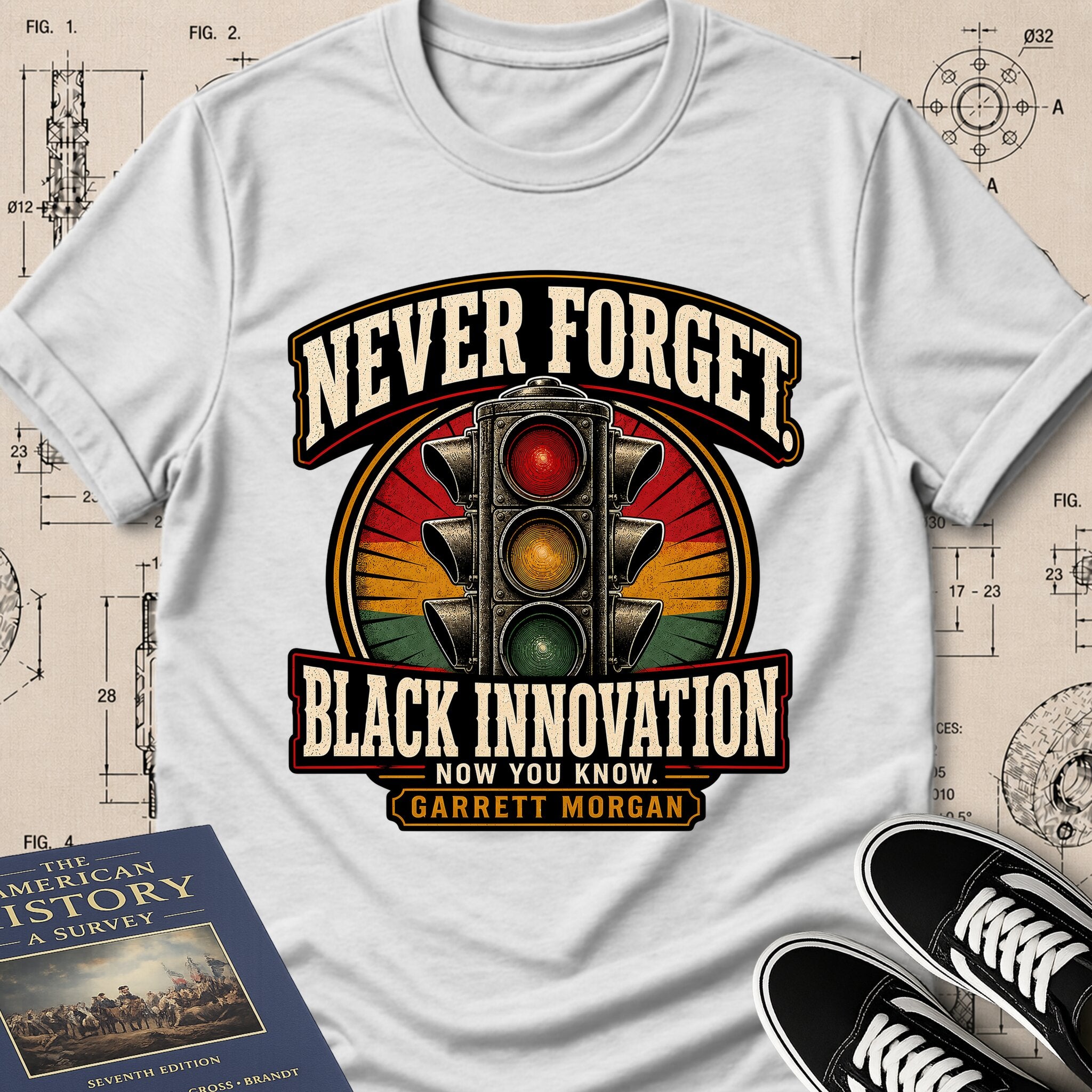Garrett Augustus Morgan — Traffic Signal — Never Forget Black Innovation T-Shirt | Buillth